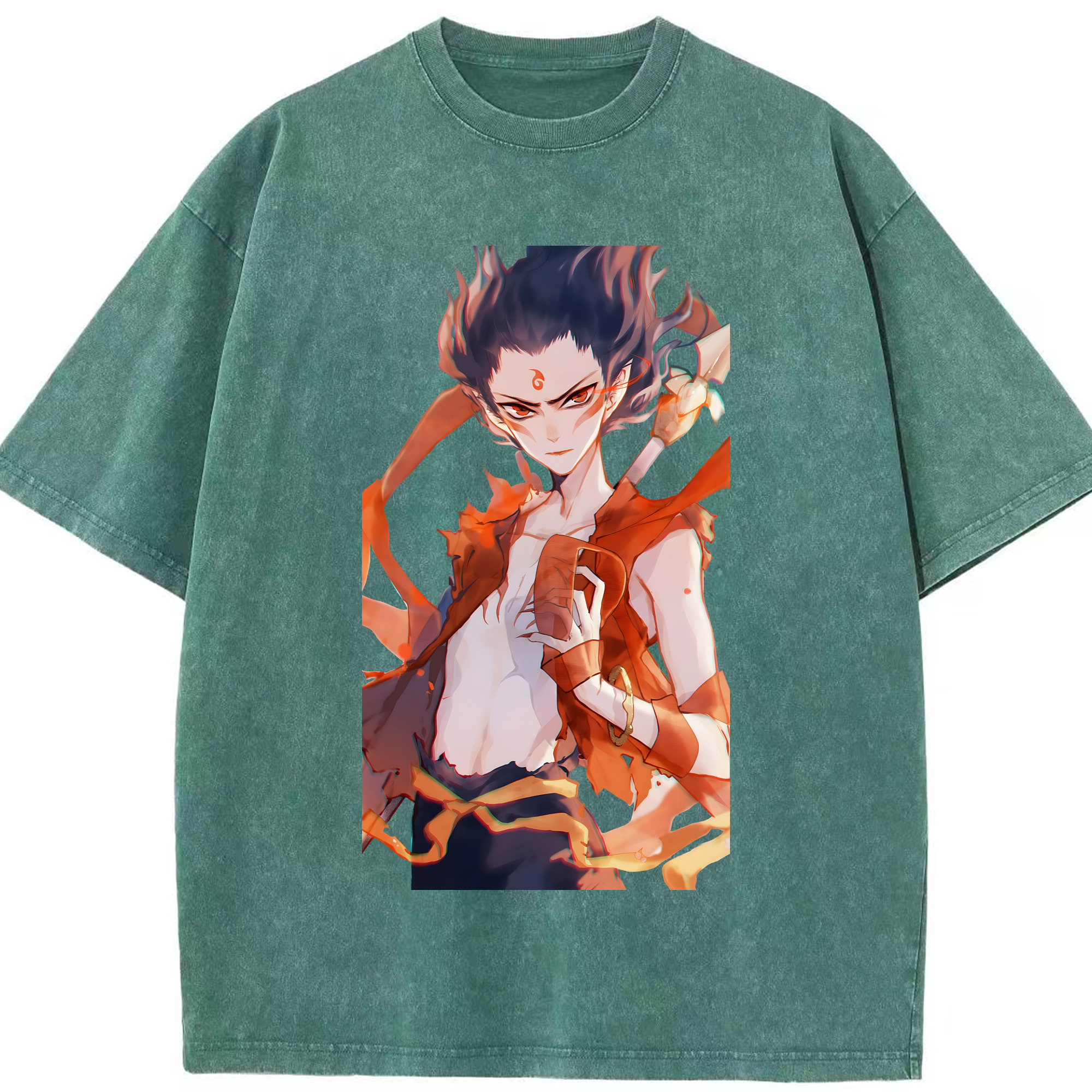 （画像用） Ne Zha 2 ナタ 魔童の大暴れ 綿100% ヴィンテージ風 半袖Tシャツ（フロントプリント）